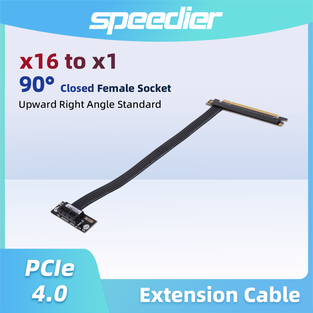 Pcie 4.0 X16 Riser Cable 90 Degree - PCIe 4.0 / 3.0 X16 To