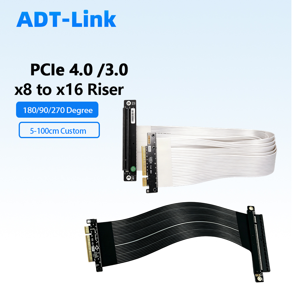 ADT-Link PCIe 4.0 / 3.0 X8 To  - Pcie 4.0 X16 Riser Cable 90 Degree recension och pris